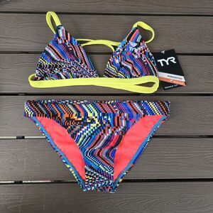 TYR Women's Digitzer Triangle Top W/ Matching Bikini Bottom Sz S NEW Sample